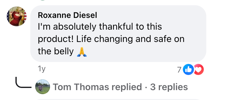 Facebook comment from Roxanne Diesel